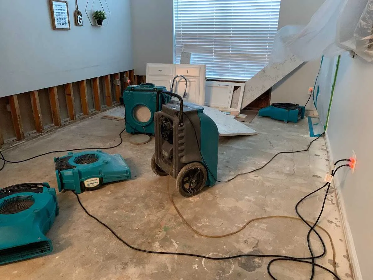Dehumidifier in flood-cut room for Water Damage Restoration in Natchez